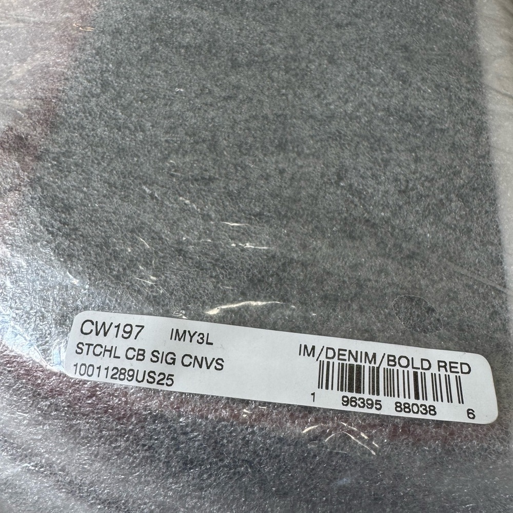 Satchel Crossbody Bag In Signature Canvas Denim/Bold Red CW197 - Picture 14 of 16